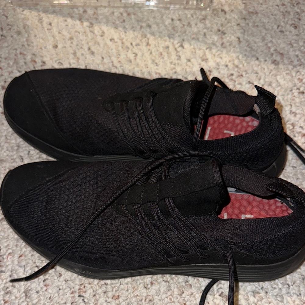 Black Knit Slip-On Athletic Shoes